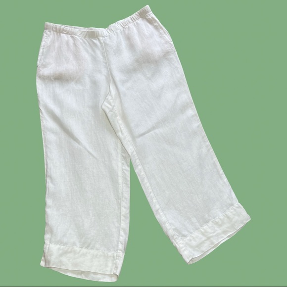 J. JILL White Linen Cropped Pants Size Large - Picture 2 of 15